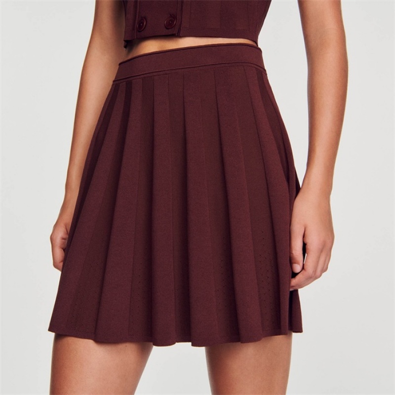 Sandro Short pleated skirt Brown | SN-SDO64703