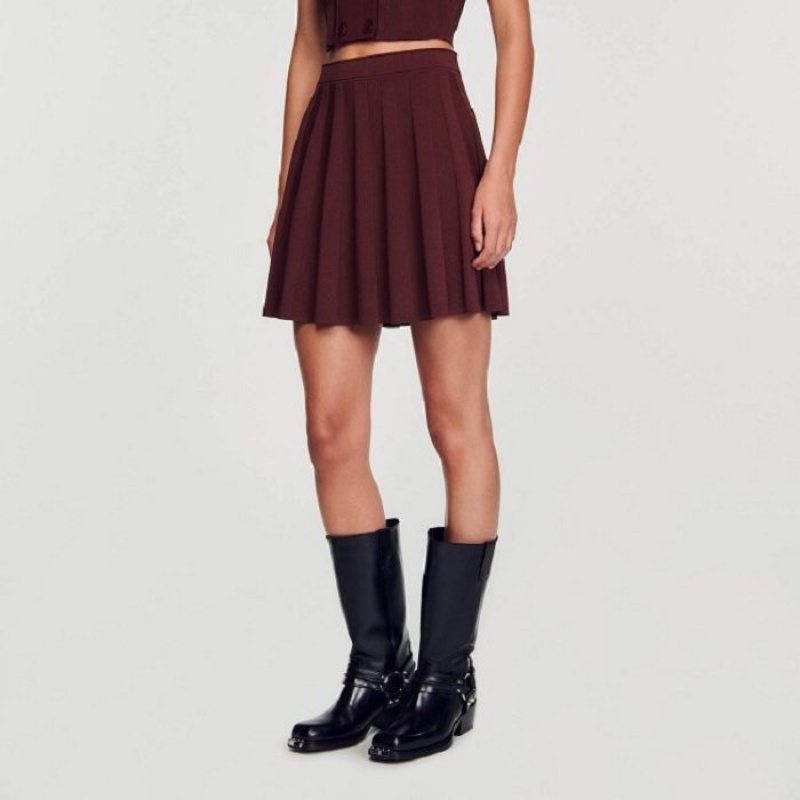 Sandro Short pleated skirt Brown | SN-SDO64703