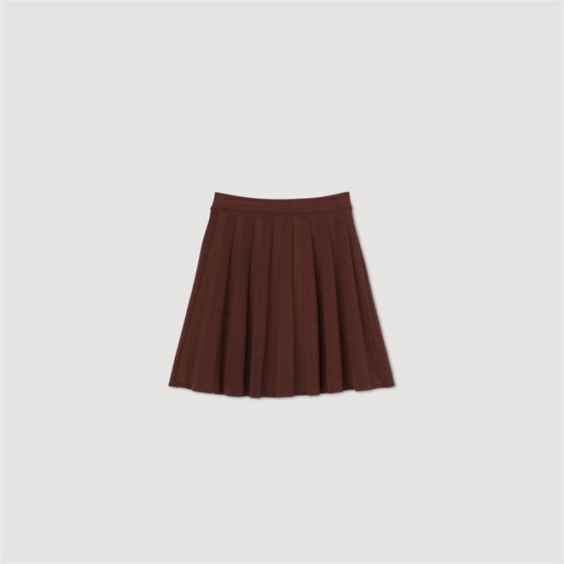 Sandro Short pleated skirt Brown | SN-SDO64703