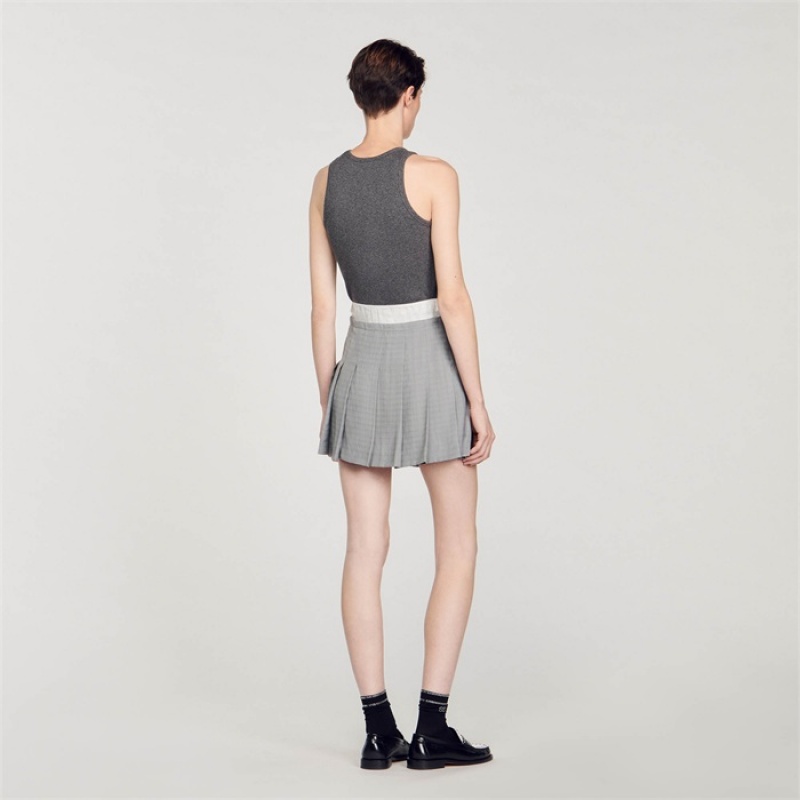 Sandro Short pleated skirt Light Grey | SN-SDO64735