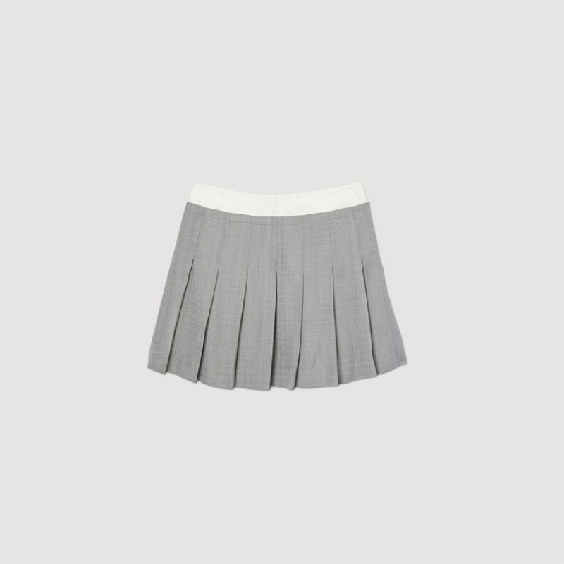 Sandro Short pleated skirt Light Grey | SN-SDO64735