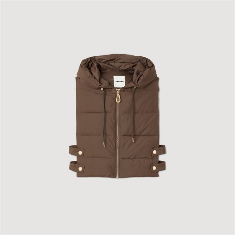 Sandro Short puffer jacket Brown | SN-SDO64425