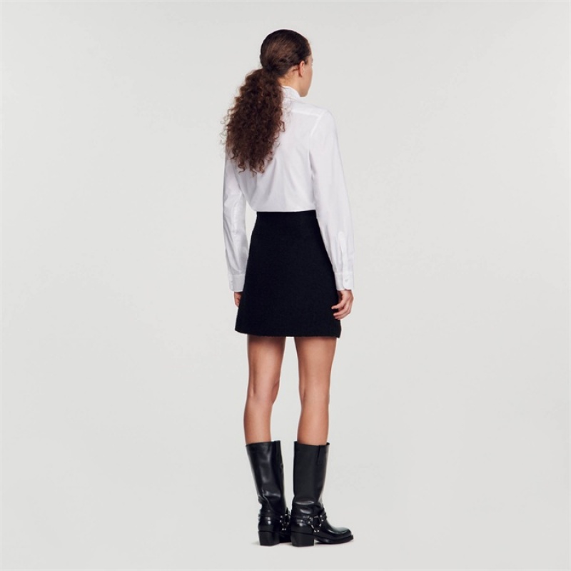 Sandro Short skirt with buttons Black | SN-SDO64717