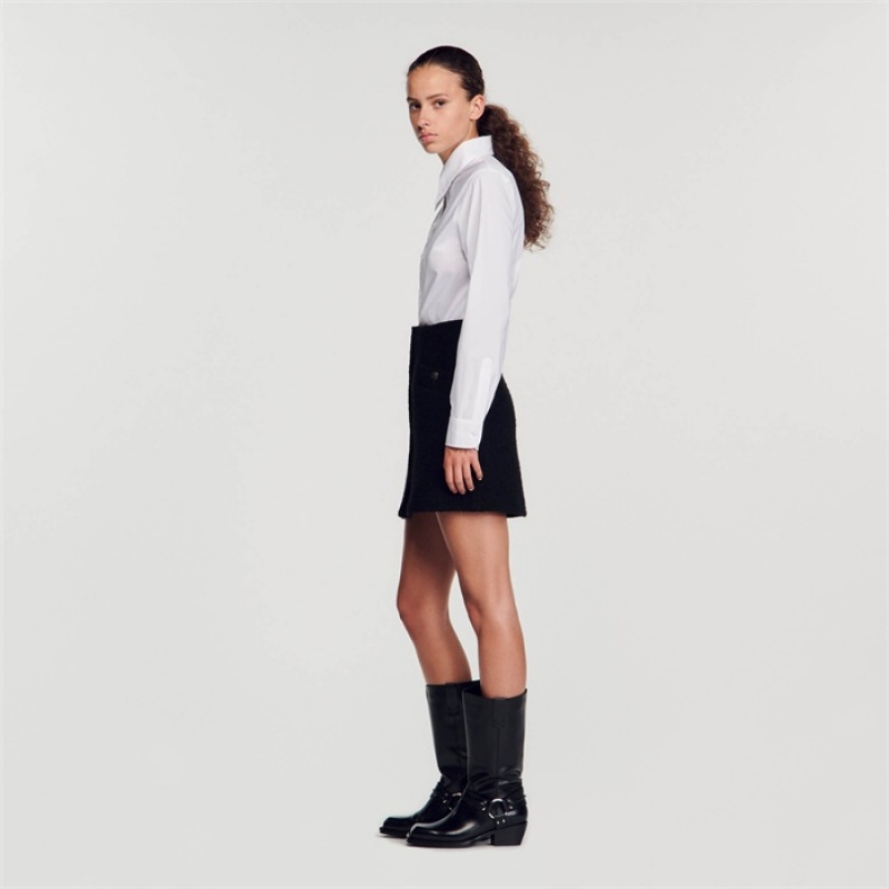 Sandro Short skirt with buttons Black | SN-SDO64717