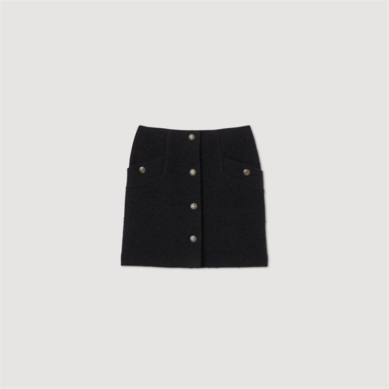 Sandro Short skirt with buttons Black | SN-SDO64717