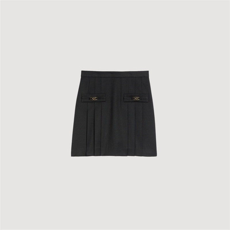 Sandro Short skirt with stitched pleats Black | SN-SDO64722