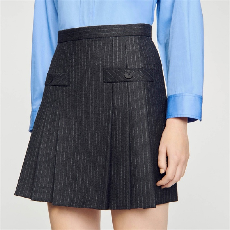 Sandro Short striped skirt Grey | SN-SDO64726