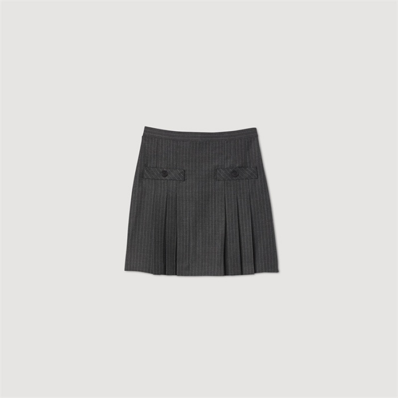 Sandro Short striped skirt Grey | SN-SDO64726