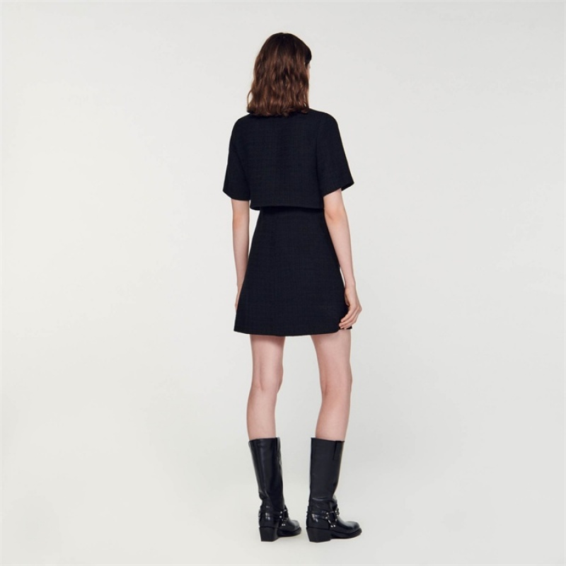 Sandro Short tweed dress Black | SN-SDO64215