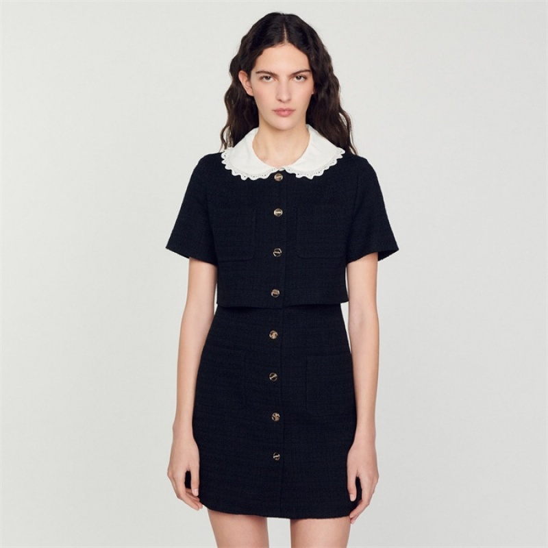 Sandro Short tweed dress Black | SN-SDO64242