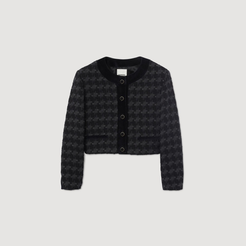 Sandro Short tweed jacket Black | SN-SDO64452