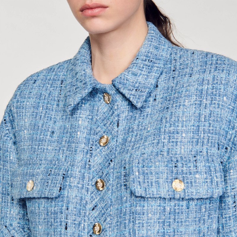 Sandro Short tweed jacket Blue | SN-SDO64486