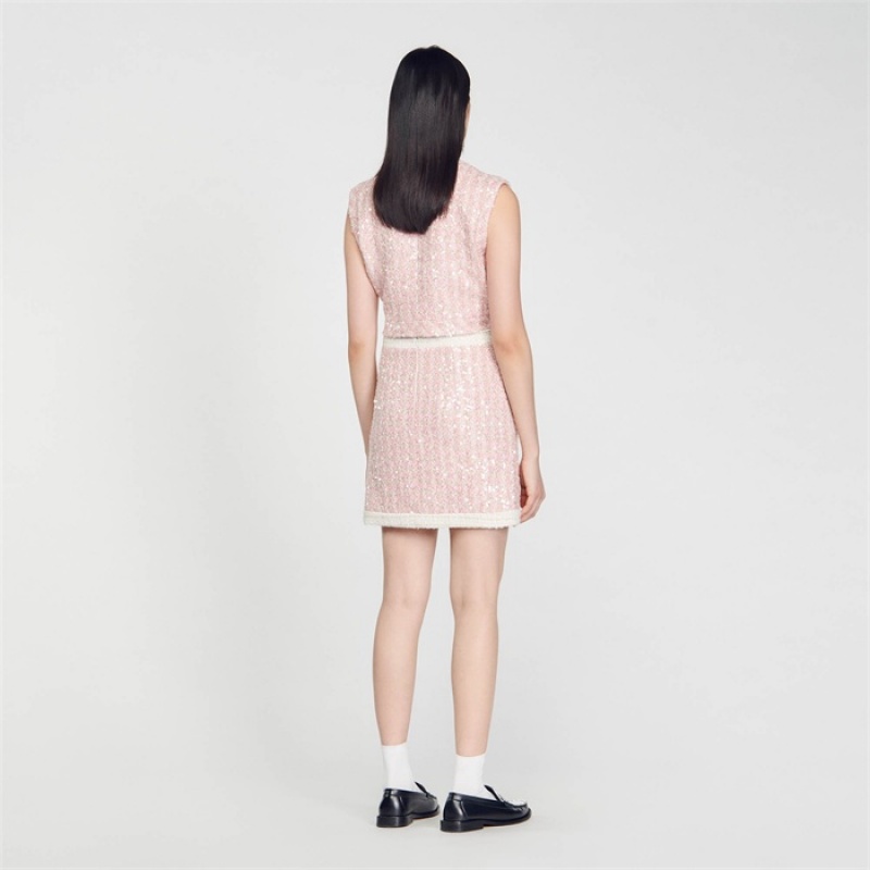 Sandro Short tweed skirt Pink | SN-SDO64732