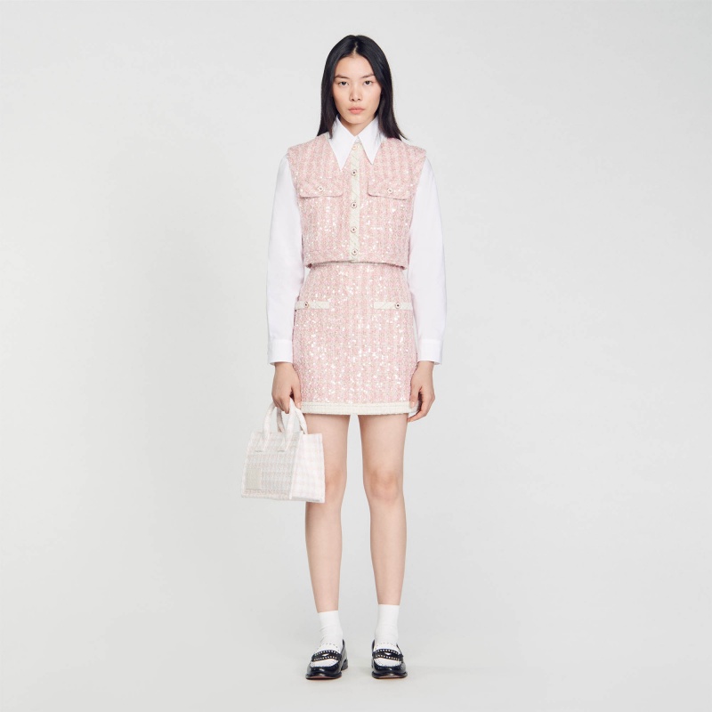 Sandro Short tweed skirt Pink | SN-SDO64732