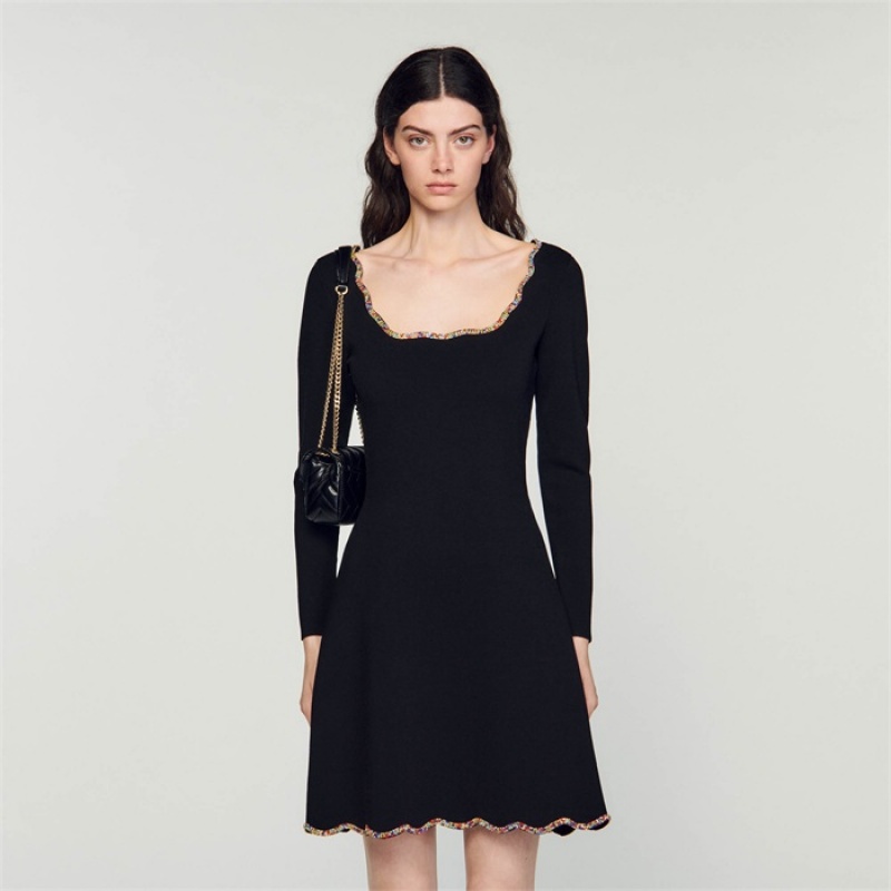 Sandro Short velvet dress Black | SN-SDO64259