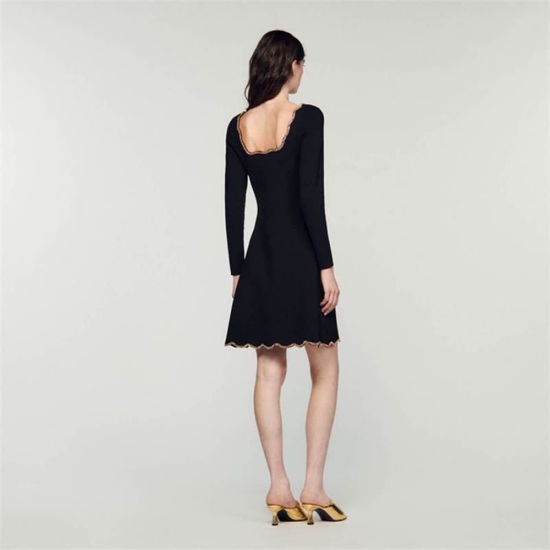 Sandro Short velvet dress Black | SN-SDO64259