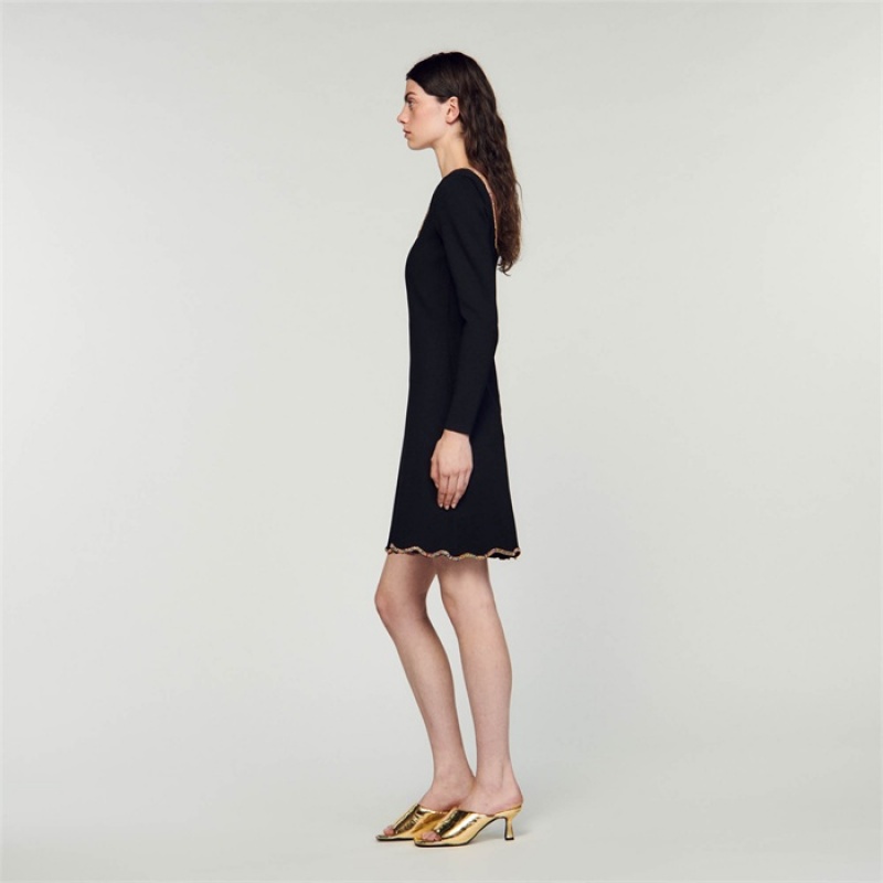 Sandro Short velvet dress Black | SN-SDO64259