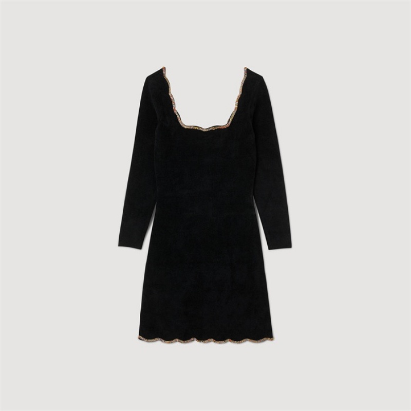 Sandro Short velvet dress Black | SN-SDO64259