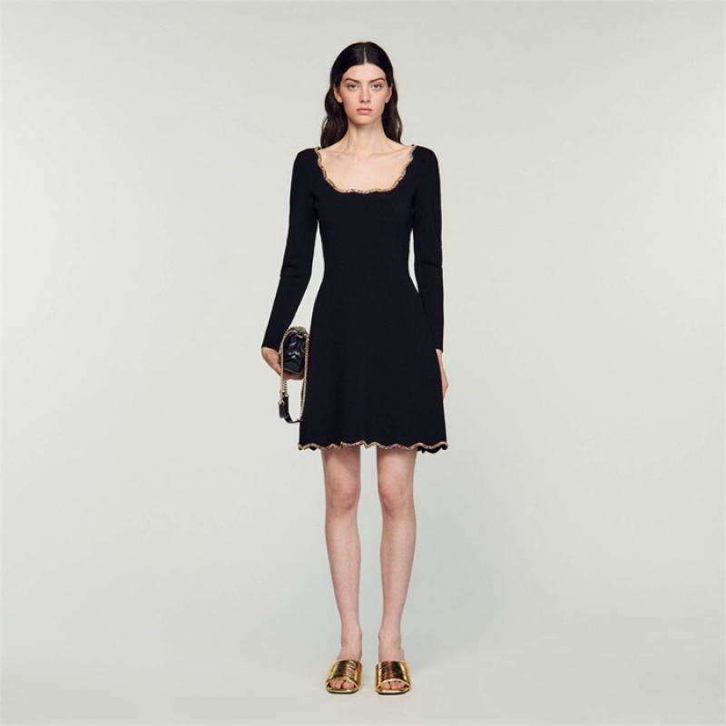 Sandro Short velvet dress Black | SN-SDO64259