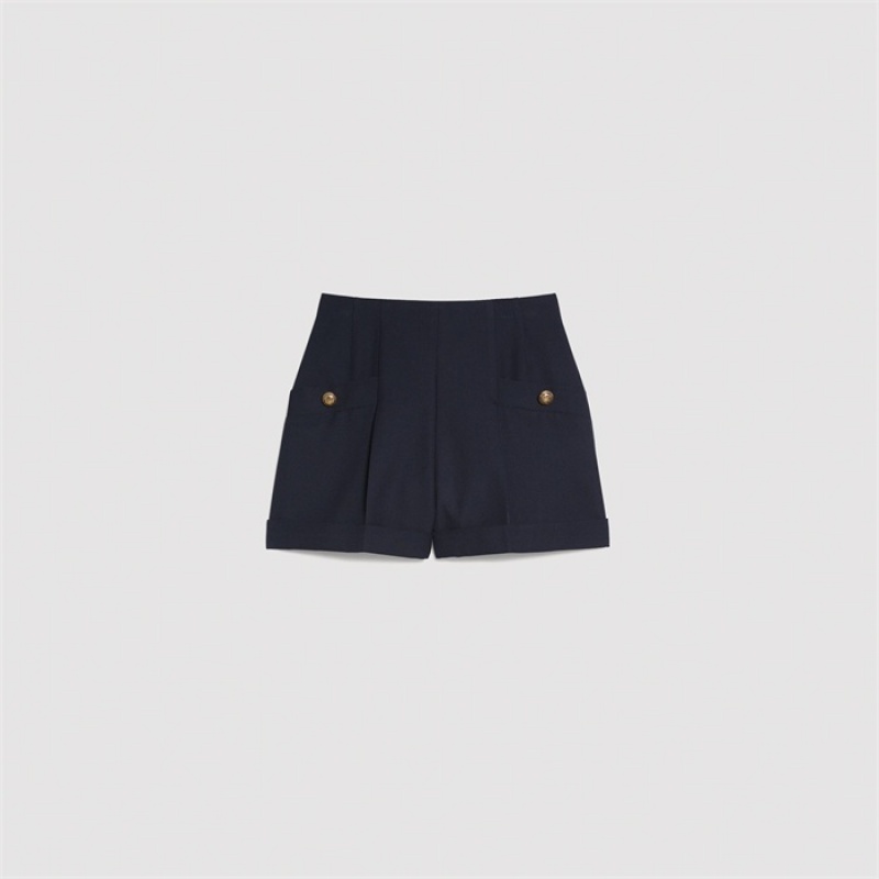 Sandro Shorts with turn-ups Navy Blue | SN-SDO64782