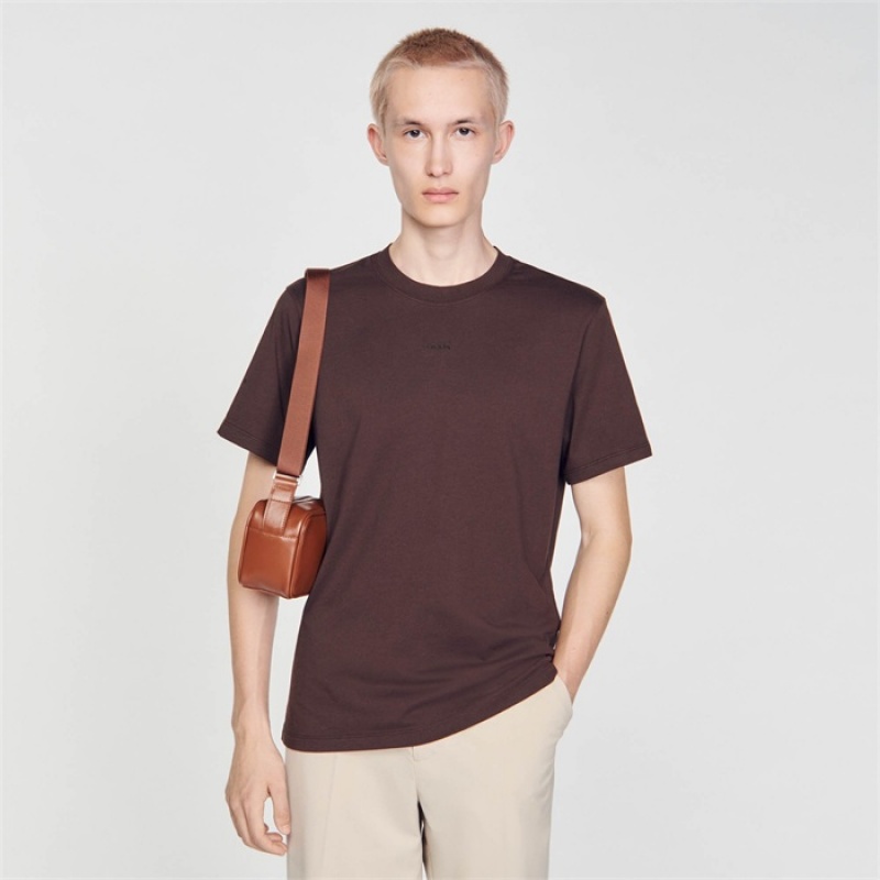 Sandro Short-sleeved T-shirt Black Brown | SN-SDO65132