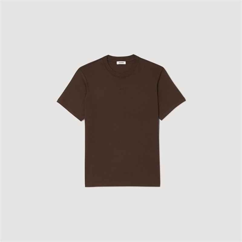 Sandro Short-sleeved T-shirt Black Brown | SN-SDO65132