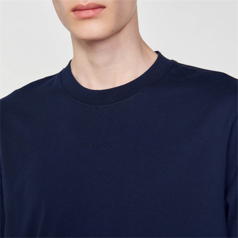 Sandro Short-sleeved T-shirt Navy Blue | SN-SDO65125