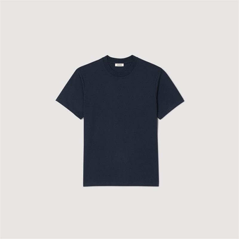 Sandro Short-sleeved T-shirt Navy Blue | SN-SDO65125