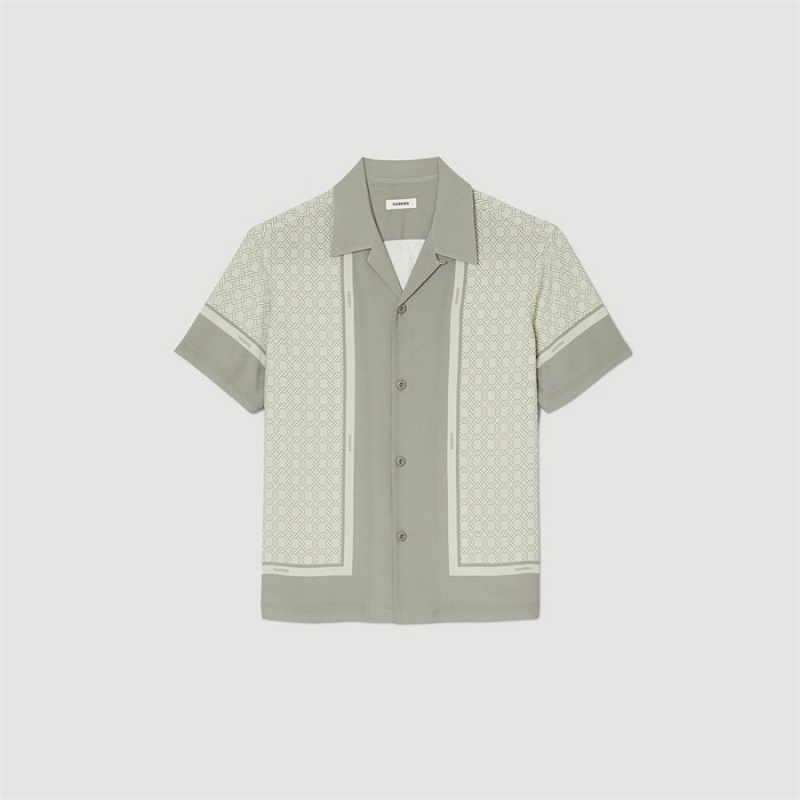 Sandro Short-sleeved patterned shirt Ecru | SN-SDO65080