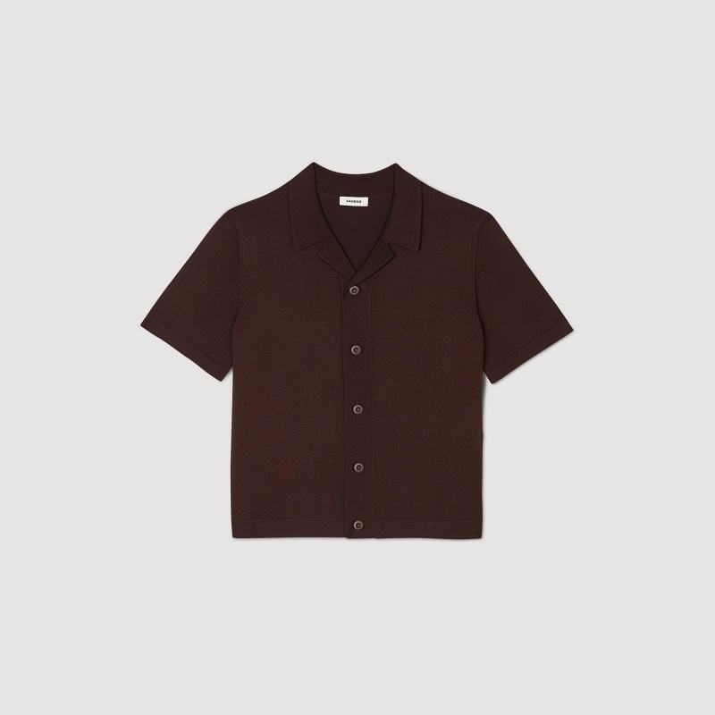 Sandro Short-sleeved shirt Black Brown | SN-SDO65088