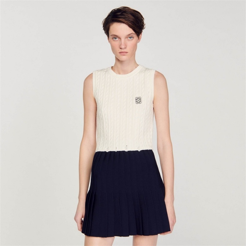 Sandro Sleeveless knit jumper Ecru | SN-SDO64648