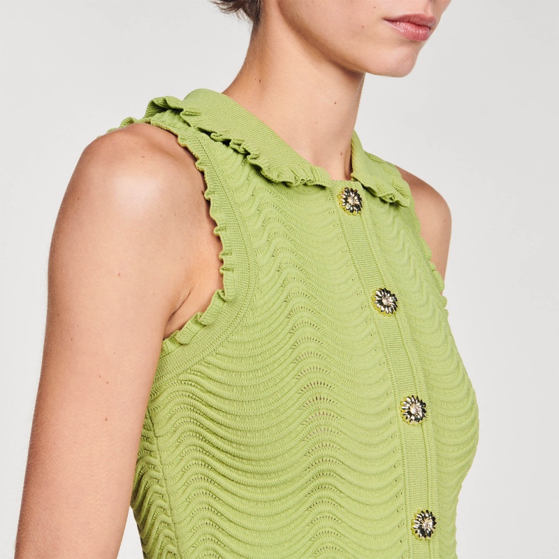 Sandro Sleeveless knit top Olive Green | SN-SDO64687