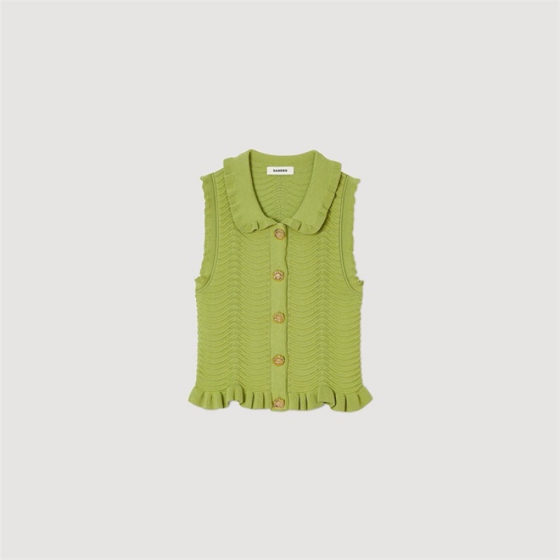 Sandro Sleeveless knit top Olive Green | SN-SDO64687