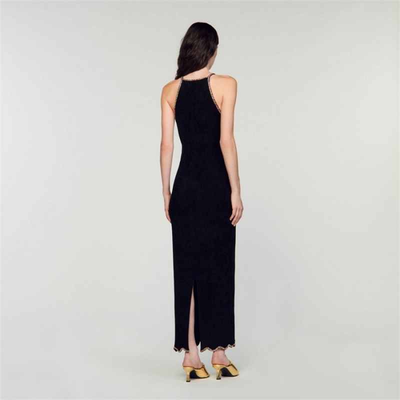 Sandro Sleeveless maxi dress Black | SN-SDO64258