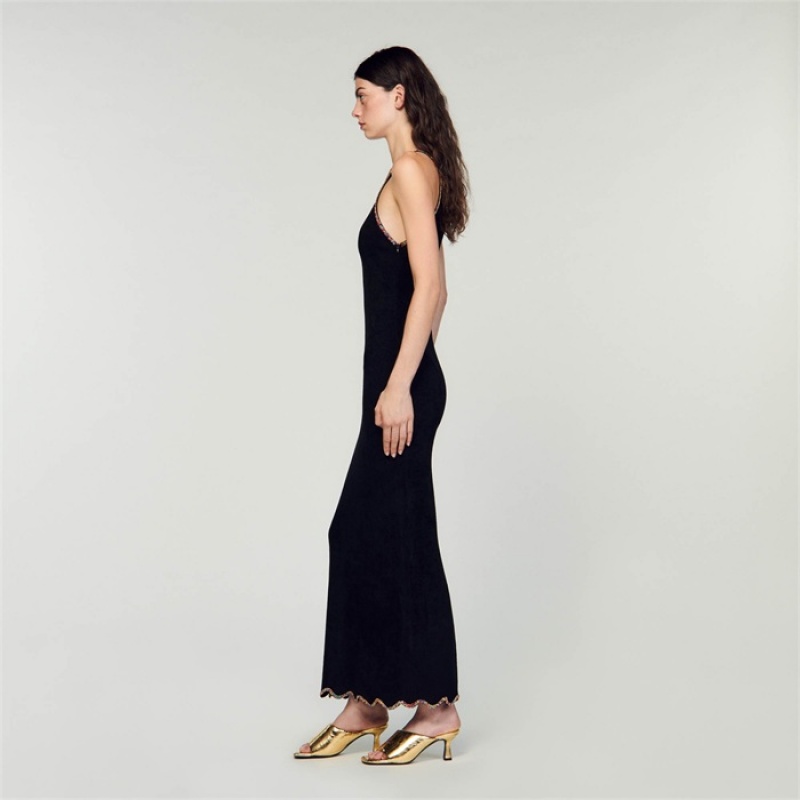 Sandro Sleeveless maxi dress Black | SN-SDO64258