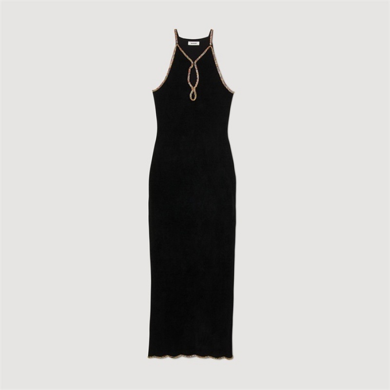 Sandro Sleeveless maxi dress Black | SN-SDO64258