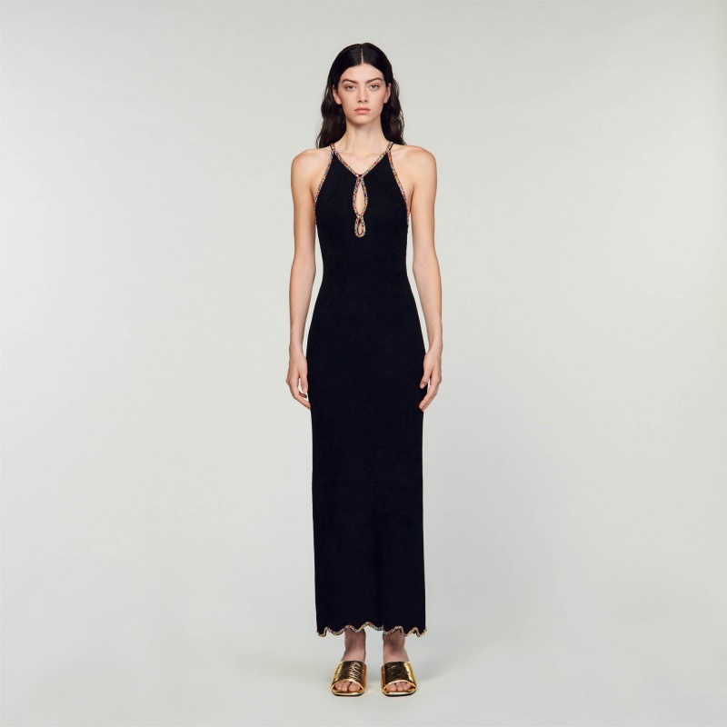 Sandro Sleeveless maxi dress Black | SN-SDO64258