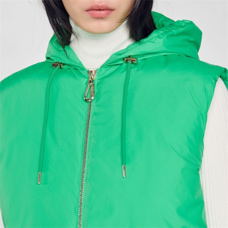 Sandro Sleeveless puffer jacket Dark Green | SN-SDO64515