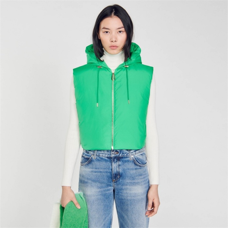 Sandro Sleeveless puffer jacket Dark Green | SN-SDO64515