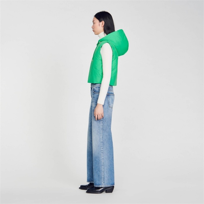 Sandro Sleeveless puffer jacket Dark Green | SN-SDO64515