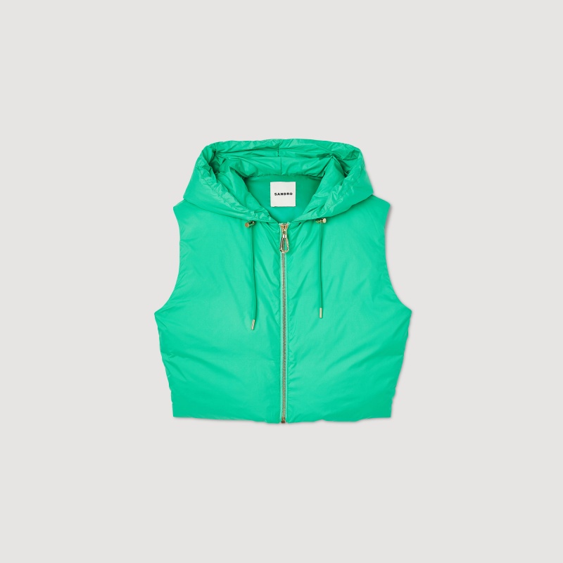 Sandro Sleeveless puffer jacket Dark Green | SN-SDO64515