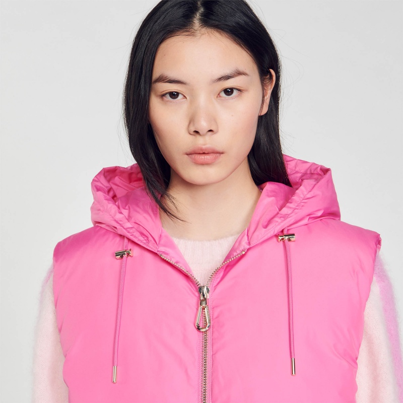 Sandro Sleeveless puffer jacket Fushia | SN-SDO64514