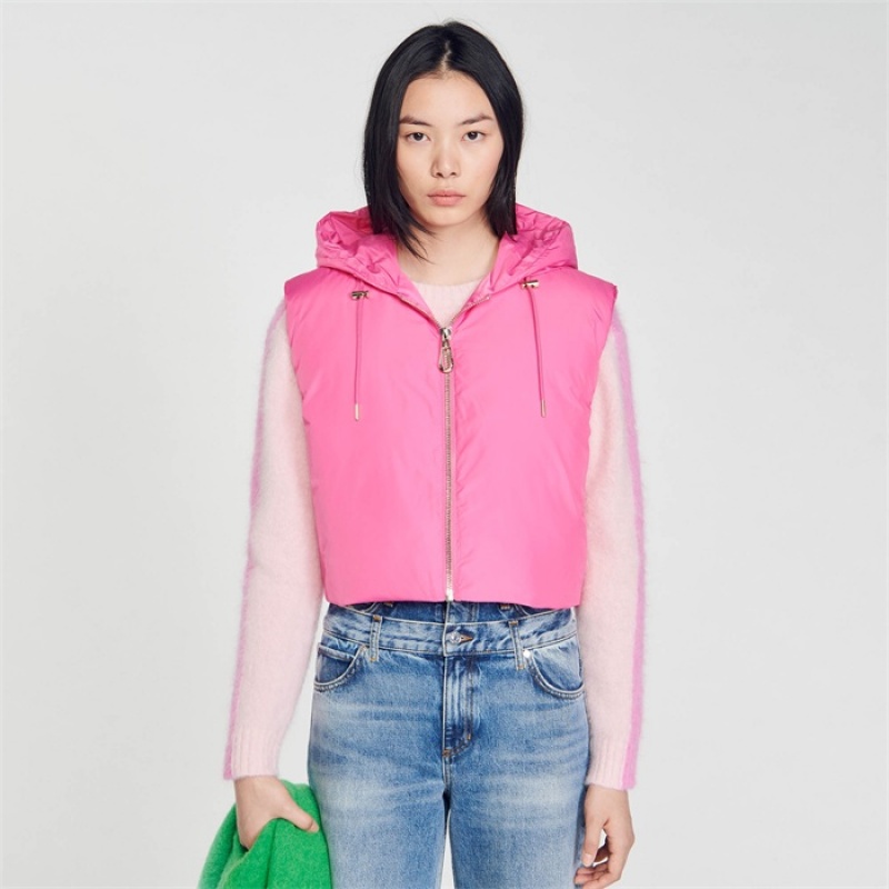 Sandro Sleeveless puffer jacket Fushia | SN-SDO64514