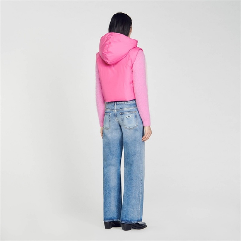 Sandro Sleeveless puffer jacket Fushia | SN-SDO64514