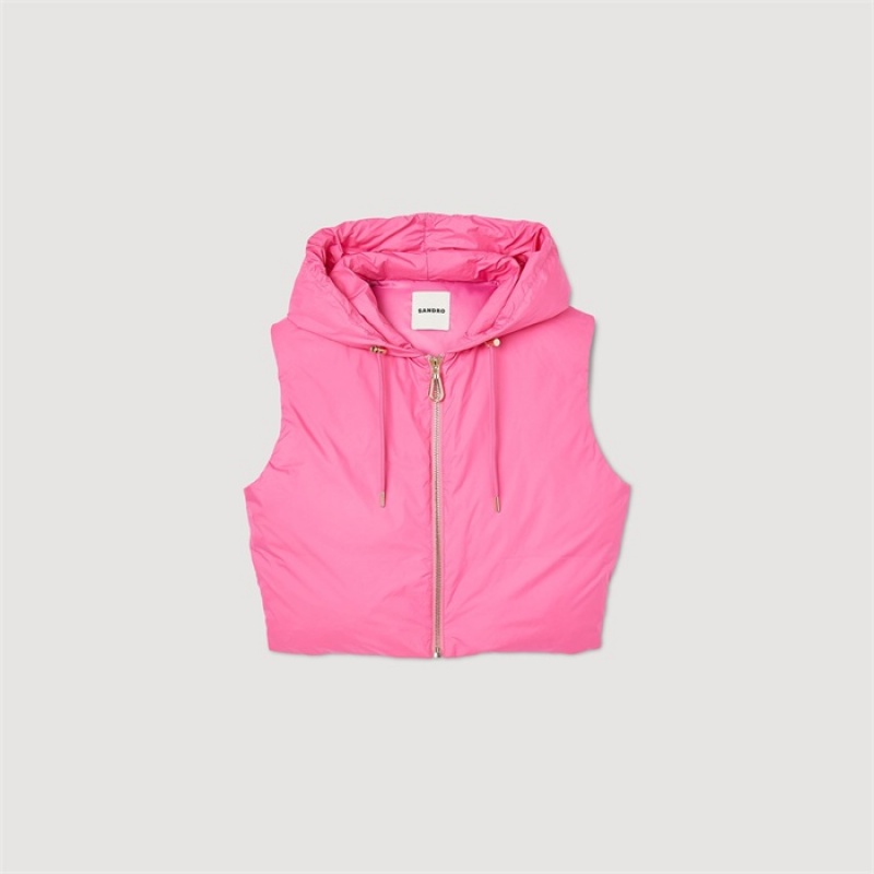 Sandro Sleeveless puffer jacket Fushia | SN-SDO64514