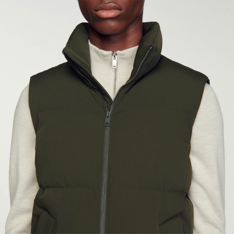 Sandro Sleeveless puffer jacket Olive Green | SN-SDO65199