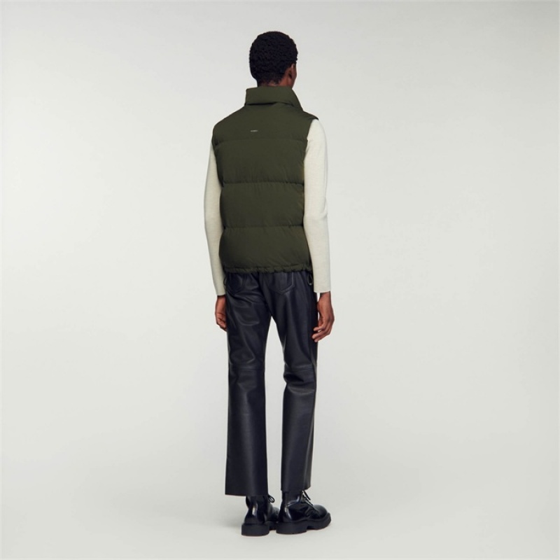 Sandro Sleeveless puffer jacket Olive Green | SN-SDO65199