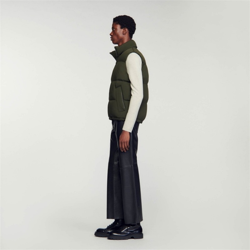 Sandro Sleeveless puffer jacket Olive Green | SN-SDO65199