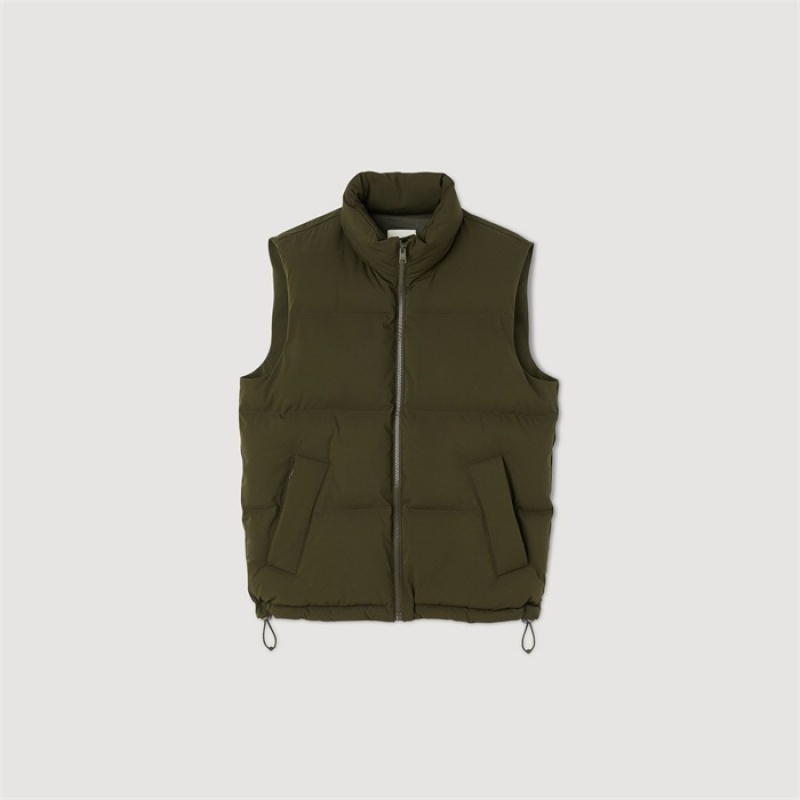 Sandro Sleeveless puffer jacket Olive Green | SN-SDO65199