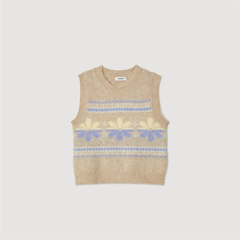 Sandro Sleeveless sweater Beige | SN-SDO64589